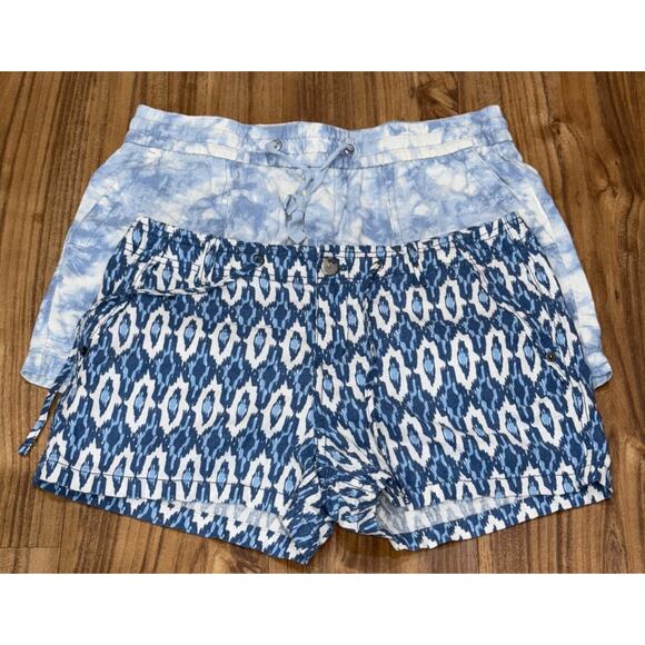 Gap Women Athletic Casual Mini Shorts Small‎ Size 6 Blue Pattern -LOT OF 2- - Picture 1 of 8